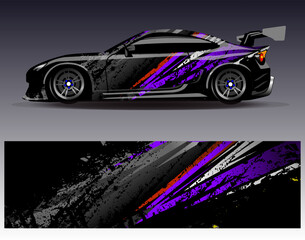 Fototapeta premium Car wrap design vector.Graphic abstract stripe racing background designs for vehicle, rally, race, adventure and car racing livery