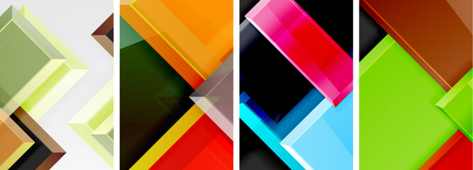 Color glass glossy square composition poster set for wallpaper, business card, cover, poster, banner, brochure, header, website