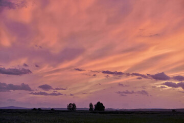 Fototapeta na wymiar Sunset in rural Masuria, Poland