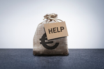  euro money bag for financial support, banking help - obrazy, fototapety, plakaty