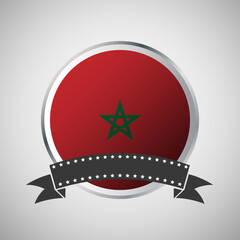 Vector Morocco Round Flag Banner Vector Illustration