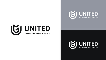 Initial Letter UG G U GU with Simple Monogram Line Art Logo Design