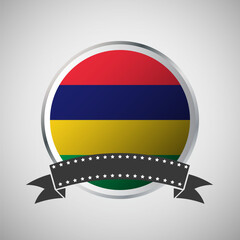 Vector Mauritius Round Flag Banner Vector Illustration