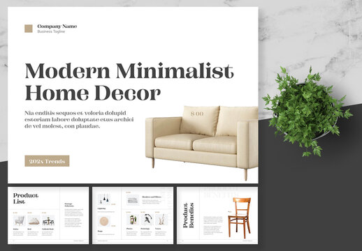 Brown Modern Minimalist Home Decoration Brochure