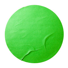 Round green paper sticker