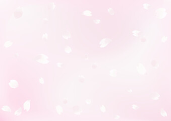 手描き水彩風の花びらが舞い散る桜