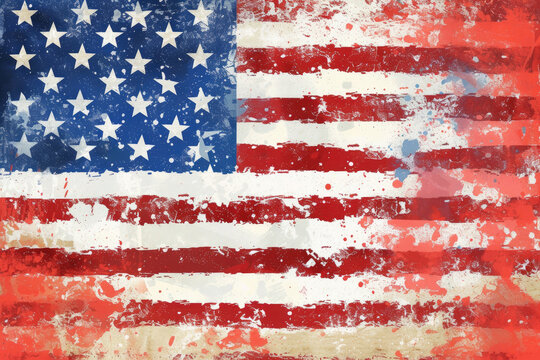 Spray Painted Background with the USA Flag Theme