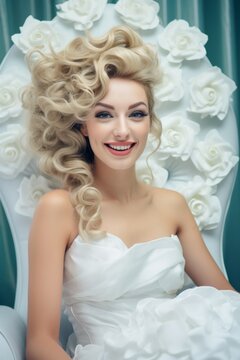 Portrait of a beautiful bride in a beauty salon