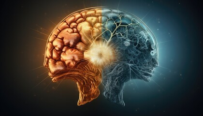 The concept of the human brain - obrazy, fototapety, plakaty