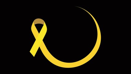 March is Endometriosis Awareness Month short animation video. Female reproductive health icon. yellow awareness ribbon.