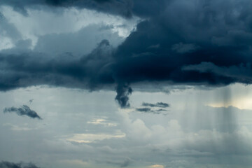 Storm clouds with the rain. Nature Environment Dark huge cloud sky black stormy cloud - 746232791