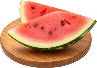 watermelon on wooden board,watermelon slice isolated on white or transparent background,transparency 