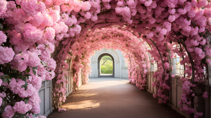 Fototapeta premium archways or tunnels formed by blooming flowers