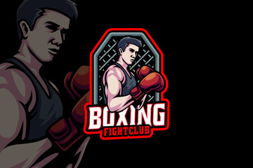 fighter boxing club mascot logo design for sport and boxing team league