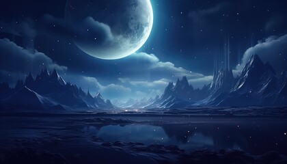 futuristic fantasy night landscape