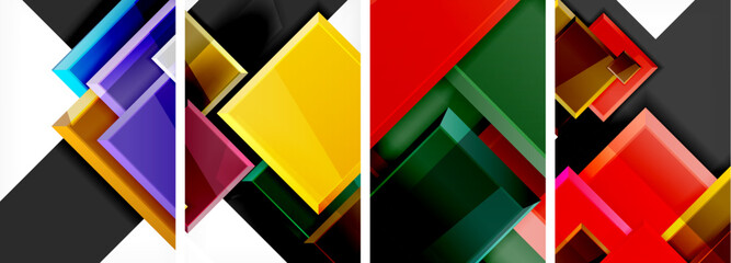 Color glass glossy square composition poster set for wallpaper, business card, cover, poster, banner, brochure, header, website