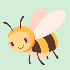 bee, illustration, cute, vector, cartoon, happy, honey, insect, sweet, yellow, isolated, design, nature, summer, animal, art, background, character, white, funny, fly, wing, set, bug, graphic, print, 
