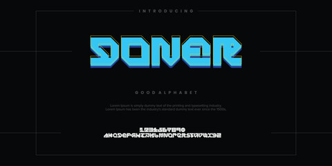 digital alphabet font. Minimal technology typography, Creative urban sport fashion futuristic vector illustration.