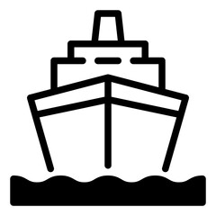 Cruise Ship Simple Line Icon Logo Symbol