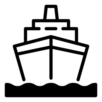 Cruise Ship Simple Line Icon Logo Symbol