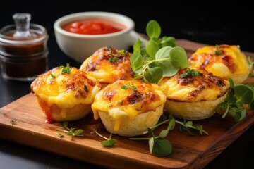 breakfast with Scrambled egg muffin cups professional advertising food photography