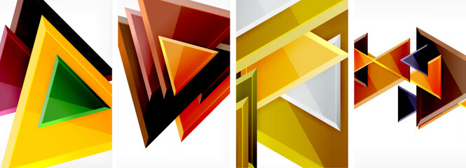 Glossy triangles geometric poster set for wallpaper, business card, cover, poster, banner, brochure, header, website