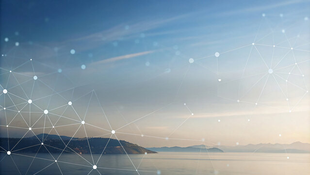 a starry sky with a serene view of the ocean and data connection