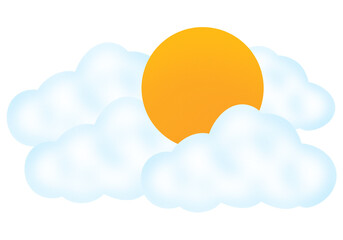 Sun and Clouds Illustration Isolated on White