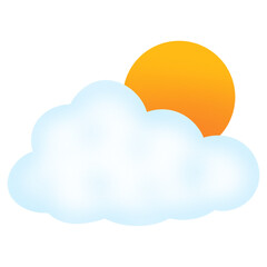 Sun and Clouds Illustration Isolated on White - obrazy, fototapety, plakaty