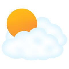 Fototapeta premium Sun and Clouds Illustration Isolated on White