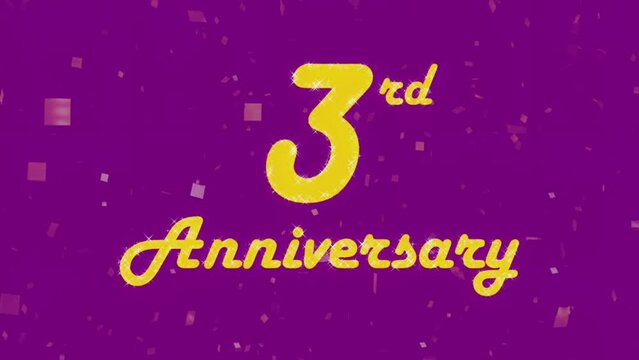 Happy 3rd anniversary 009, motion graphic purple background.