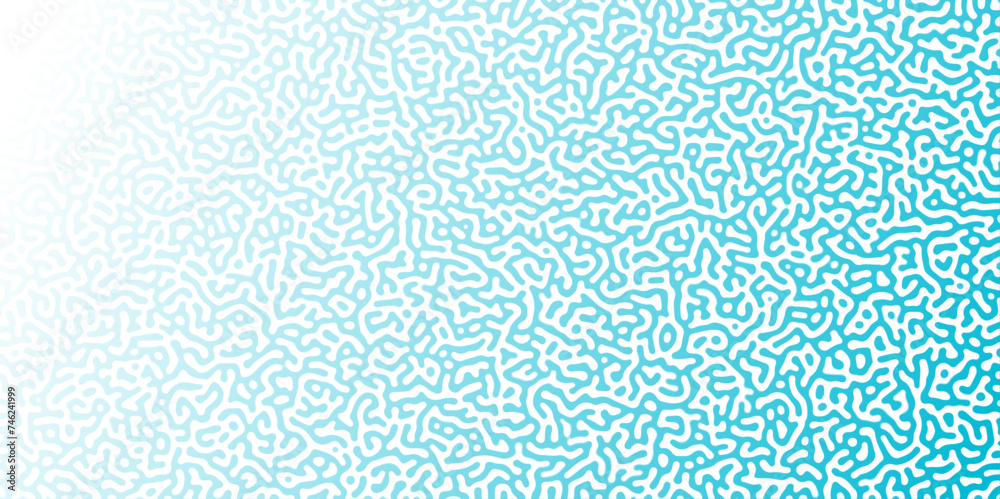 Poster Turing Abstract Pattern, suitable for any business. White and blue color diffusion reaction seamless pattern.An abstract Reaction-diffusion or Turing pattern formation, coral reef, natural ..
