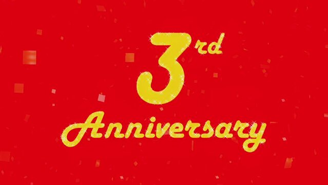 Happy 3rd anniversary 005, motion graphic red background.