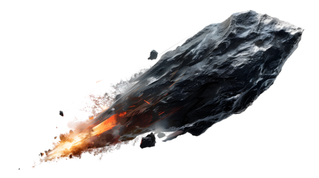 A meteor isolated on white transparent background