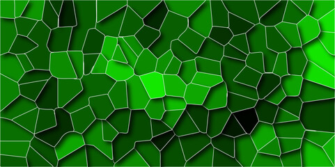 Abstract light Green background with triangles. Green layout with white lines. Triangular texture with cracked rock. Artful decoration of stone cubes in architectural design.	
