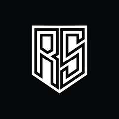 RS Letter Logo monogram shield geometric line inside shield design template