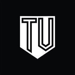 TV Letter Logo monogram shield geometric line inside shield design template