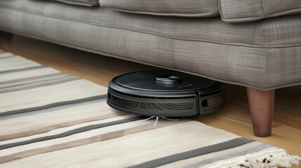 The robot vacuums slim design allows it to easily fit under furniture and reach tight spaces.