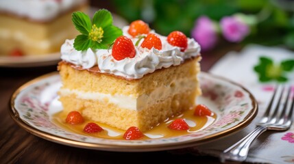 Traditional easter cake tres leches cake with of milk