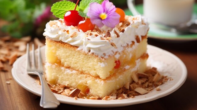 Traditional easter cake tres leches cake with of milk