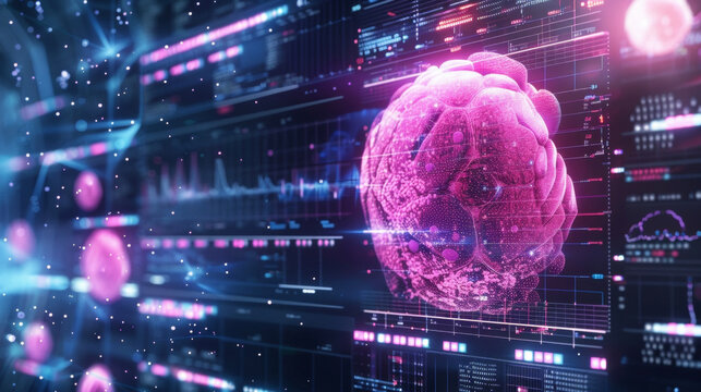 A digital mammogram image being analyzed by AI algorithms for potential early signs of cancer.