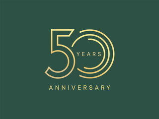 50th Anniversary with Line Numbers luxury gold celebration logo vector design concept. Fifty Years anniversary gold logo template for celebration event, invitation, company, business, greeting, web.