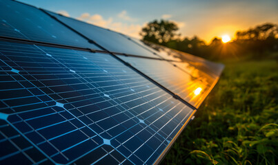 Solar panels on the grass
