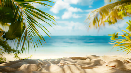 Fototapeta na wymiar Palm tropical paradise by the ocean