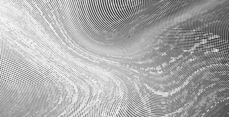 Wavy gradientt halftone dotted pattern. Vector illustration