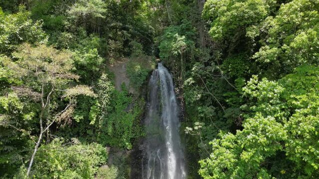 Drone Shot Pulling Away from Los Chorros Waterfall Poas, Alajuela, Costa Rica