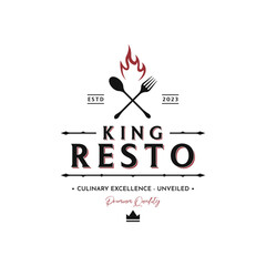 Restaurant template logo vintage design with cutlery and cooking utensils.logo for business, label, badge.