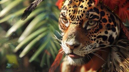 Despite the intimidating sight of an Aztec Jaguar warrior his expression shows a calm confidence in his abilities.