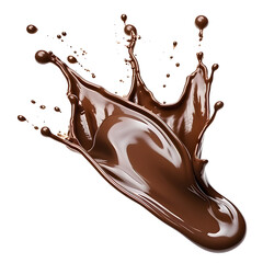 Isolated chocolate milk splash, isolated on transparent background cutout