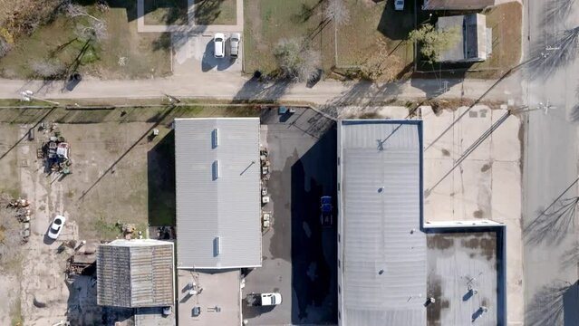Neighborhood in Abilene, Texas with drone video overhead and looking down.